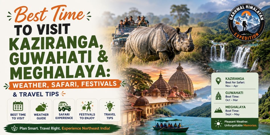 Best Time to Visit Kaziranga, Guwahati & Meghalaya: Weather, Safari, Festivals & Travel Tips